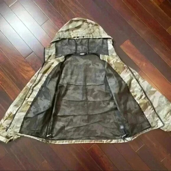 OSIRIS Mens Windbreaker Jacket Hood Lightweight Green Camo Print Size Small - Picture 15 of 16